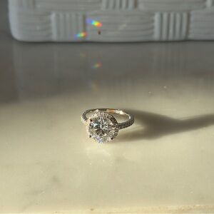 Real 3ct center IGI Diamond color D vs1 engagement halo ring 10k size 6